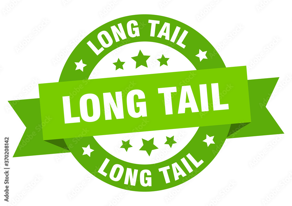 long tail round ribbon isolated label. long tail sign long tail round ribbon isolated label. long tail sign