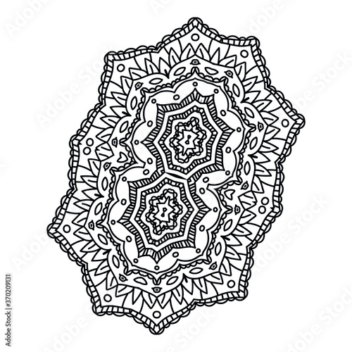 Mandala for coloring book. Decorative round ornaments. Flower shape. Oriental vector, Anti-stress therapy patterns. Symmetry. Meditation. Yoga logo. Vector EPS 10. Ethnic Style.