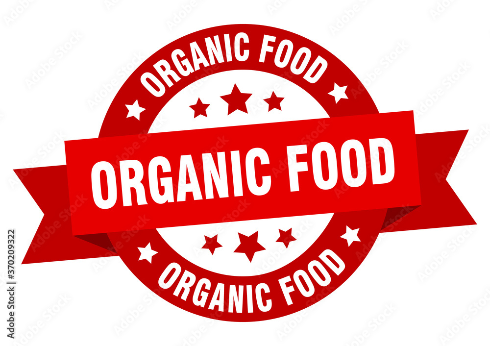 organic food round ribbon isolated label. organic food sign organic food round ribbon isolated label. organic food sign