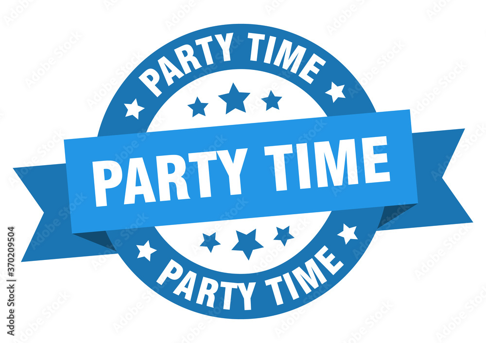 Obraz premium party time round ribbon isolated label. party time sign