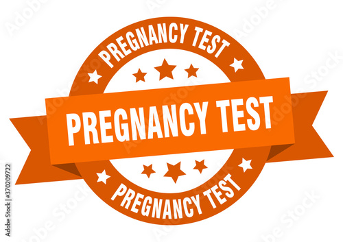 pregnancy test round ribbon isolated label. pregnancy test sign