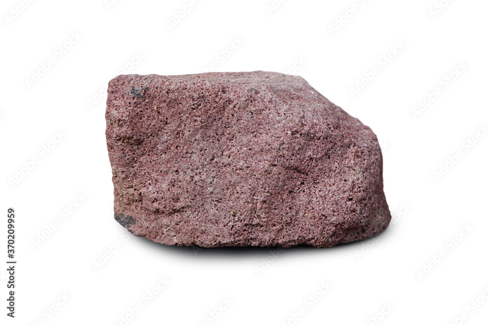 piece of red sandstone rock on a white background. 