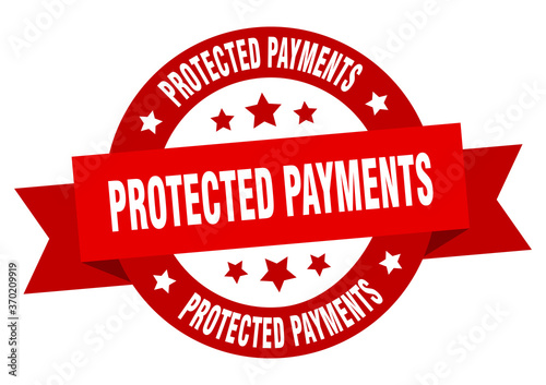protected payments round ribbon isolated label. protected payments sign