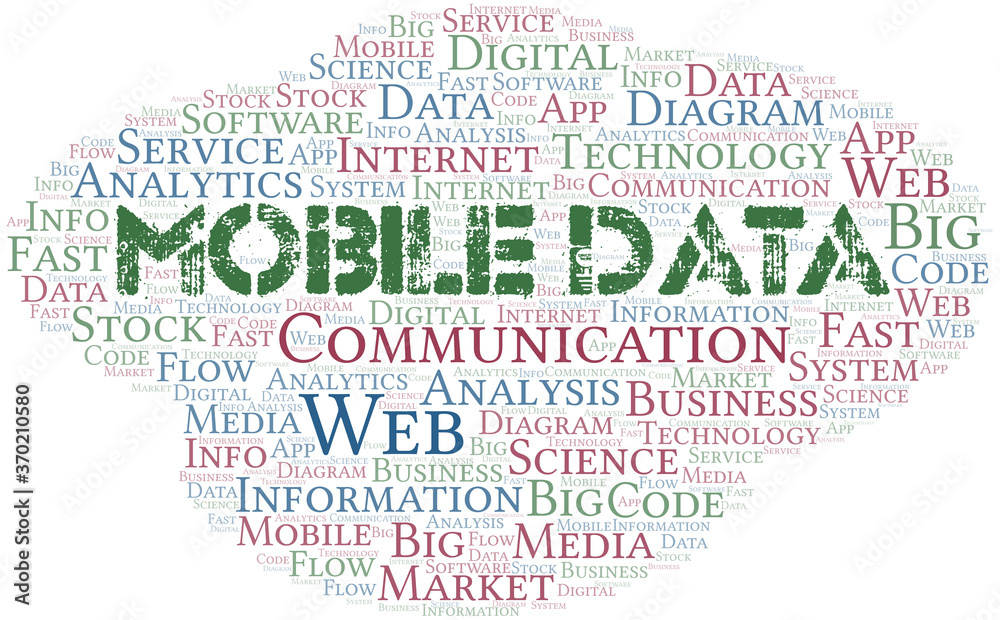 Fototapeta premium Mobile Data vector word cloud, made with text only.