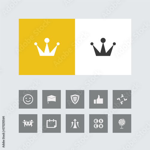 Creative Crown Icon with Bonus Icons.