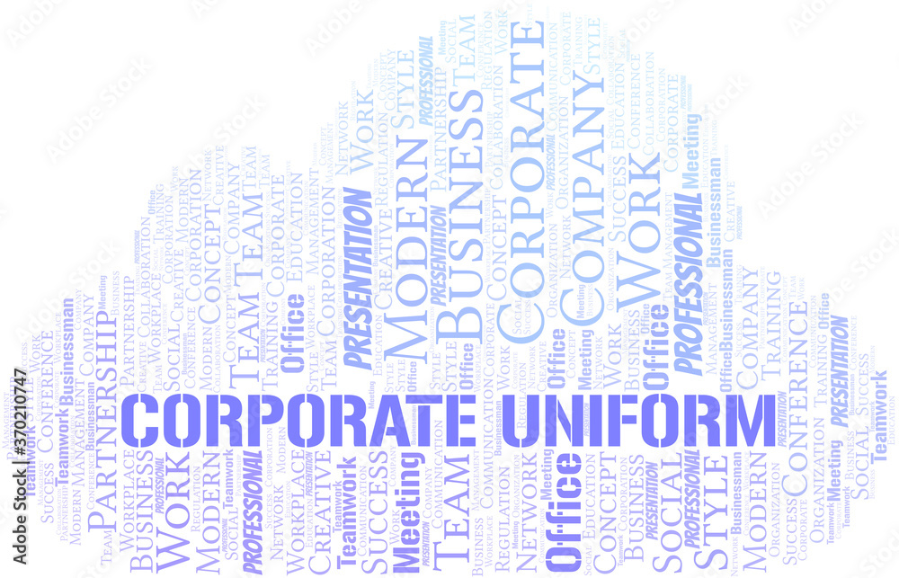 Corporate Uniform vector word cloud, made with text only.