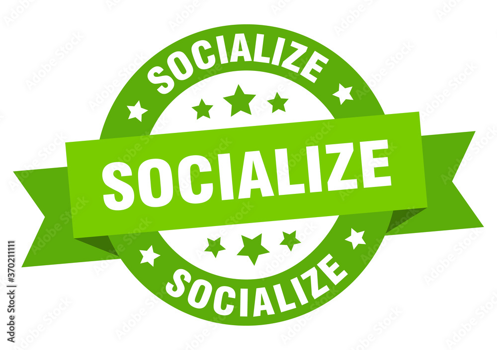 socialize round ribbon isolated label. socialize sign socialize round ribbon isolated label. socialize sign