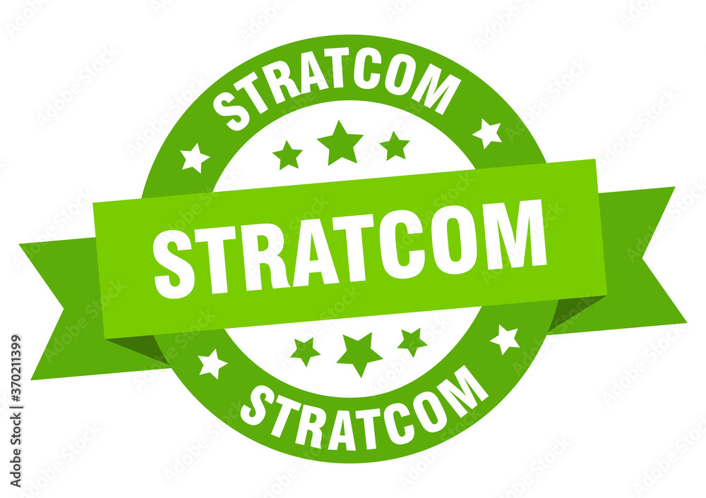 stratcom round ribbon isolated label. stratcom sign
