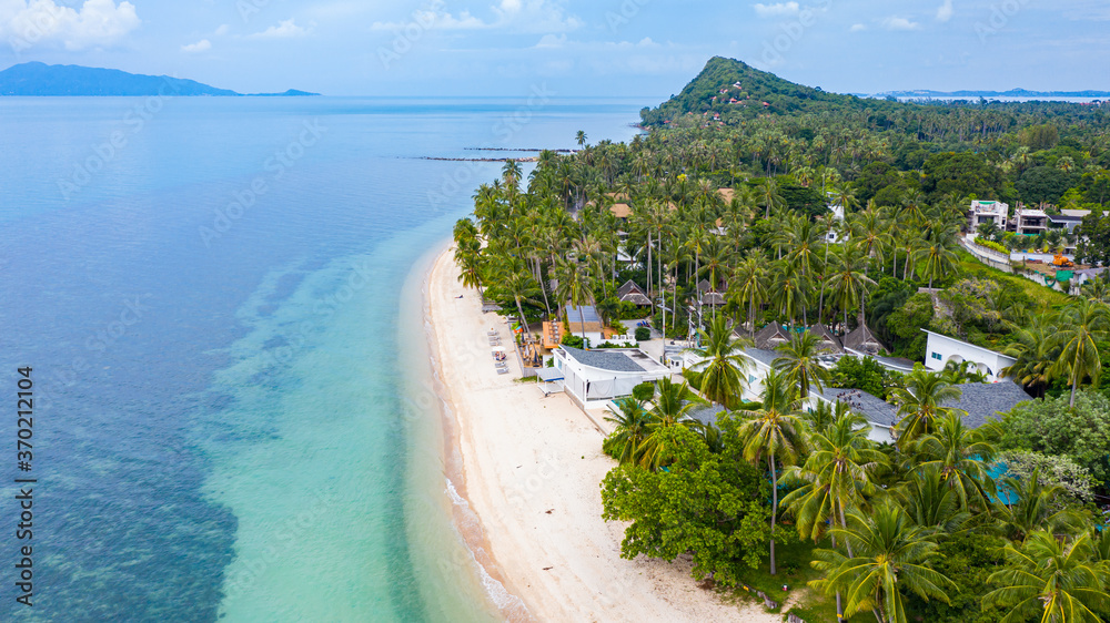 View of Sandy beach in Samui island in Surat Thani Province, Thailand