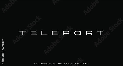 teleport, futuristic modern geometric font	