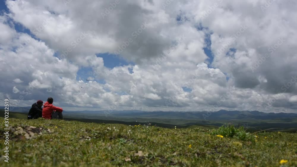 Stunning timelpase of Tibetan grassland landscape and fast moving clouds Stunning timelpase of Tibetan grassland landscape and fast moving clouds