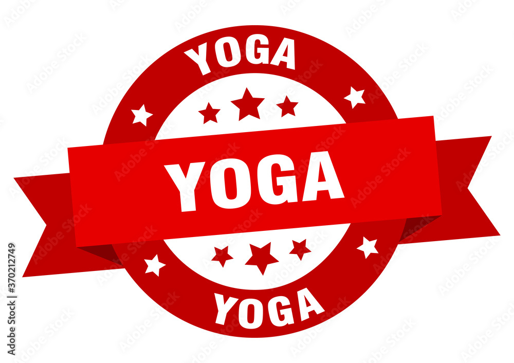 Obraz premium yoga round ribbon isolated label. yoga sign