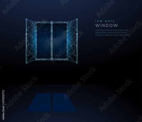 Abstract open window to universe. Low poly style design