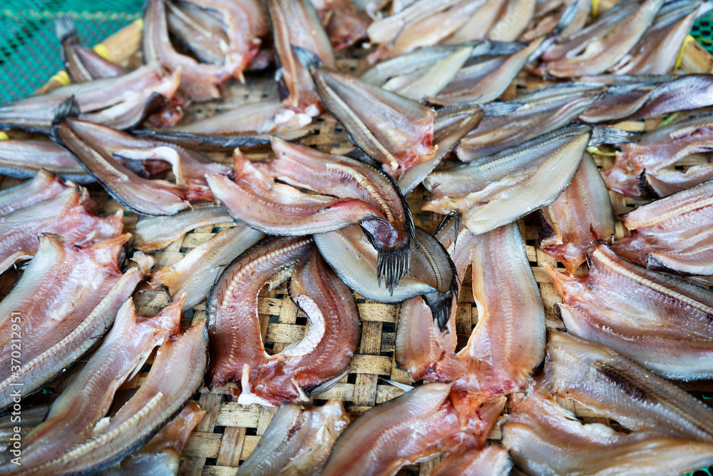 dried fishes in the market