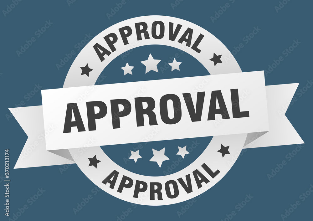 Fototapeta premium approval round ribbon isolated label. approval sign