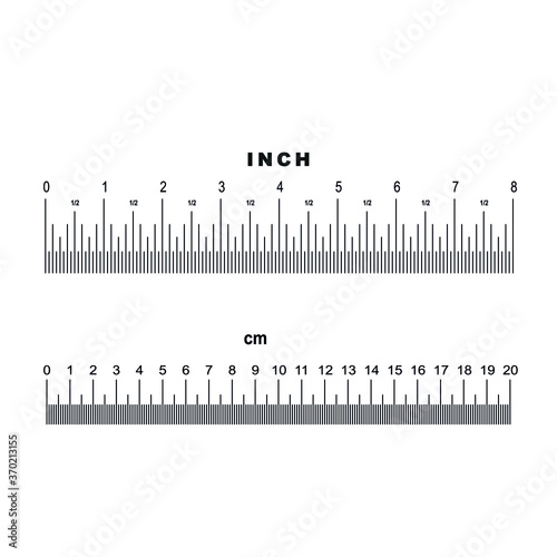 ruler 8 inches and ruler 20 centimeters, vector illustration