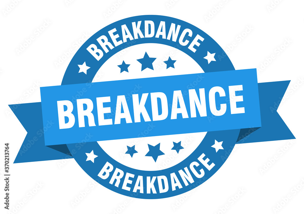 breakdance round ribbon isolated label. breakdance sign