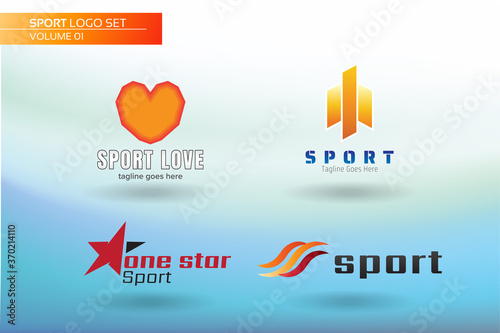 Abstract Sport Logo Set Template. Bird. Heart. star. Triple S