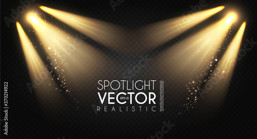 Spotlight. Transparent light effect. Show design. Light source. Empty scene.