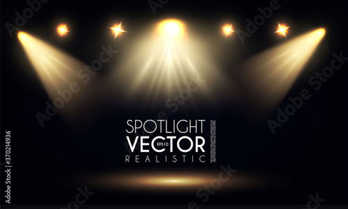 Spotlight. Transparent light effect. Show design. Light source. Empty scene.