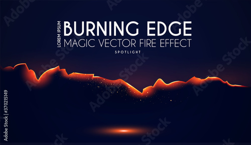 Burining ragged edge shining design. Fire and light effect.