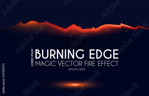 Burining ragged edge shining design. Fire and light effect. photo