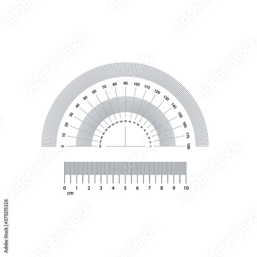 Protractor isolated on white background. measure angles in degrees, vector illustration