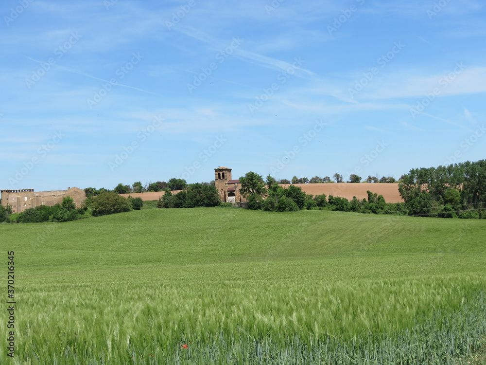 Fields and church