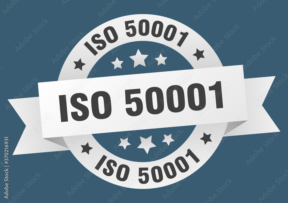 Fototapeta premium iso 50001 round ribbon isolated label. iso 50001 sign