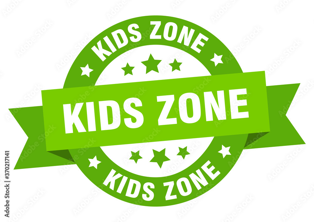 kids zone round ribbon isolated label. kids zone sign