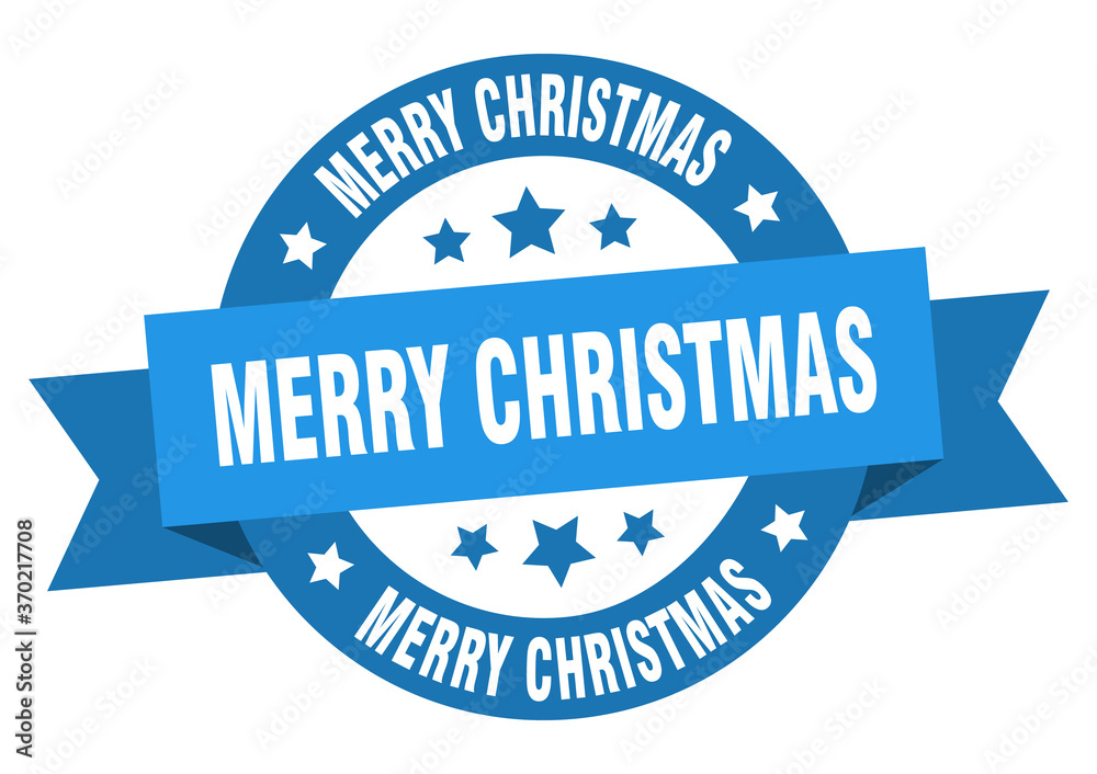 Fototapeta premium merry christmas round ribbon isolated label. merry christmas sign