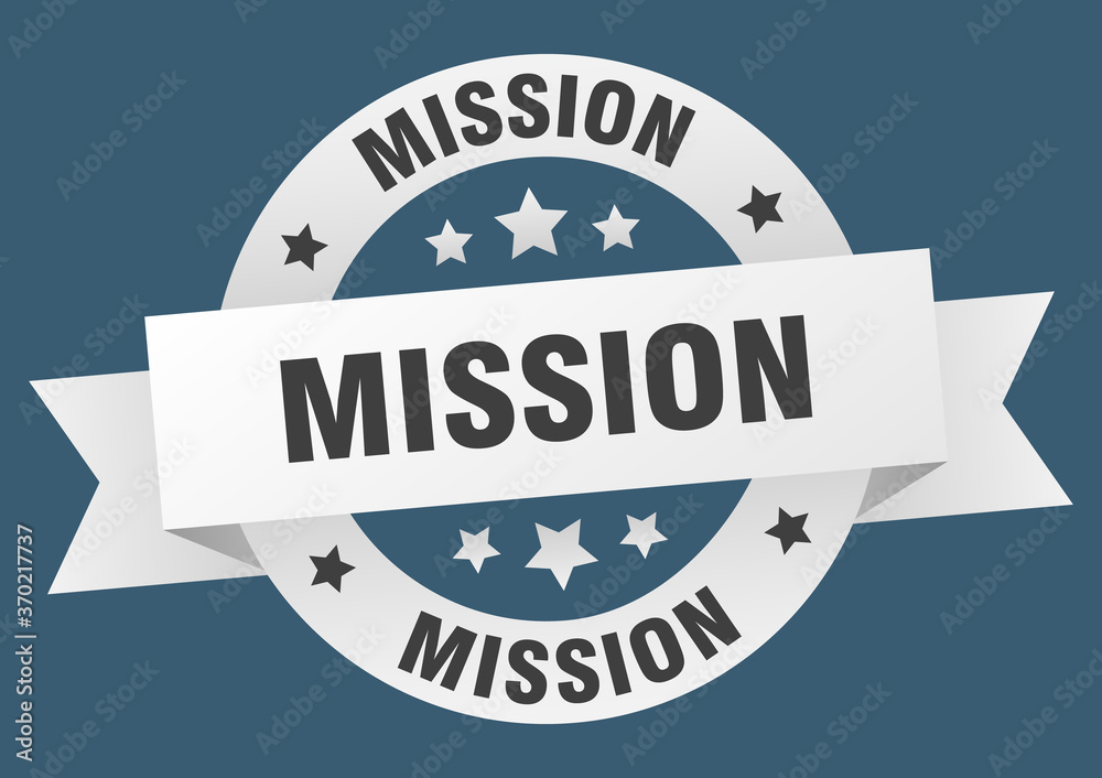 mission round ribbon isolated label. mission sign mission round ribbon isolated label. mission sign