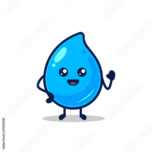 Cute water droplet mascot design illustration