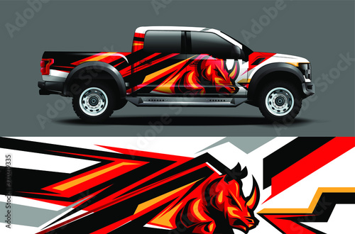 truck and vehicle Graphic vector. Racing background for vinyl wrap and decal