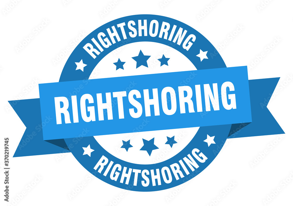rightshoring round ribbon isolated label. rightshoring sign rightshoring round ribbon isolated label. rightshoring sign