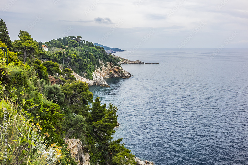 Fototapeta premium Scenic view of Adriatic Coast in Dubrovnik. Dubrovnik, Mediterranean, Croatia Europe.