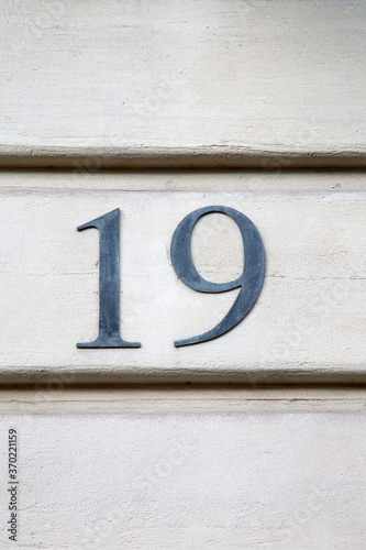 Number Nineteen Sign