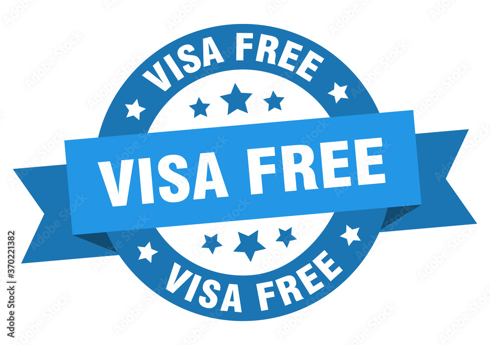 visa free round ribbon isolated label. visa free sign visa free round ribbon isolated label. visa free sign