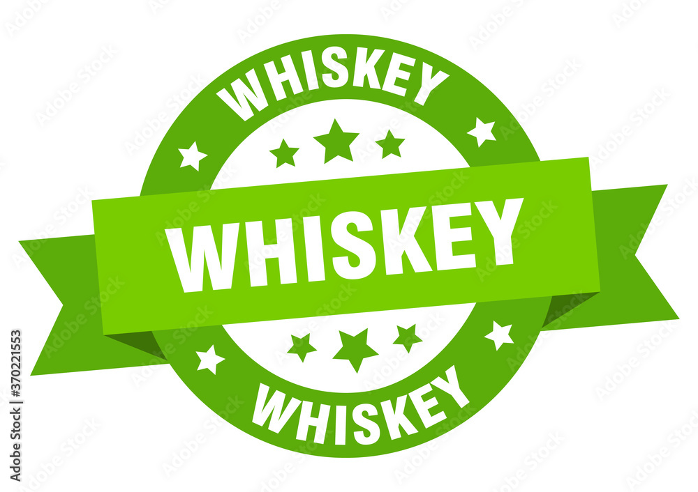 whiskey round ribbon isolated label. whiskey sign