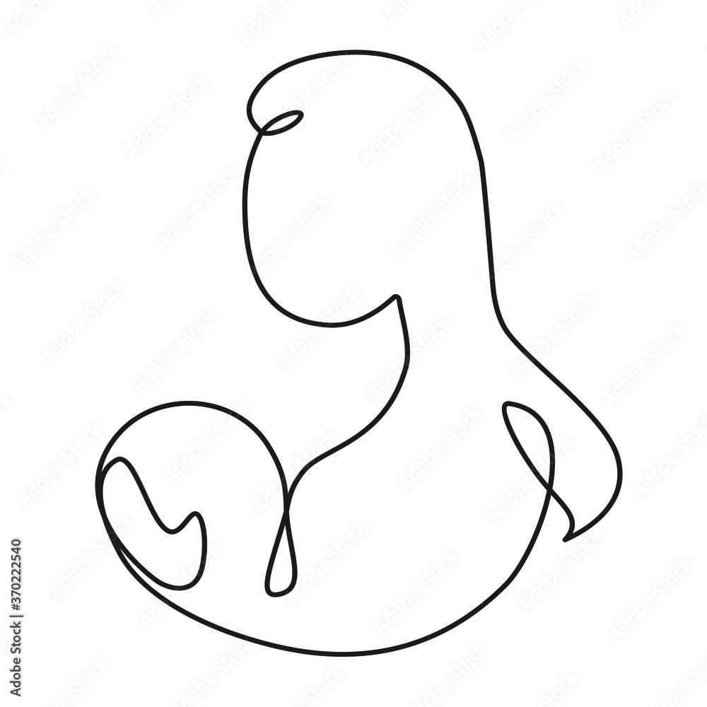Obraz premium simple image of breastfeeding. logotype. one line drawing. minimalism
