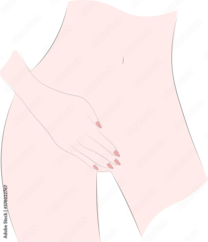 Hand drawn illustration of a female body part. Female sexuality and ...