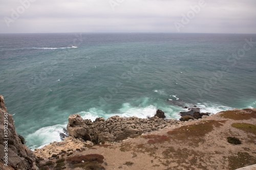 Waves crashing on the rocks of Europa Point, Gibraltar, UK