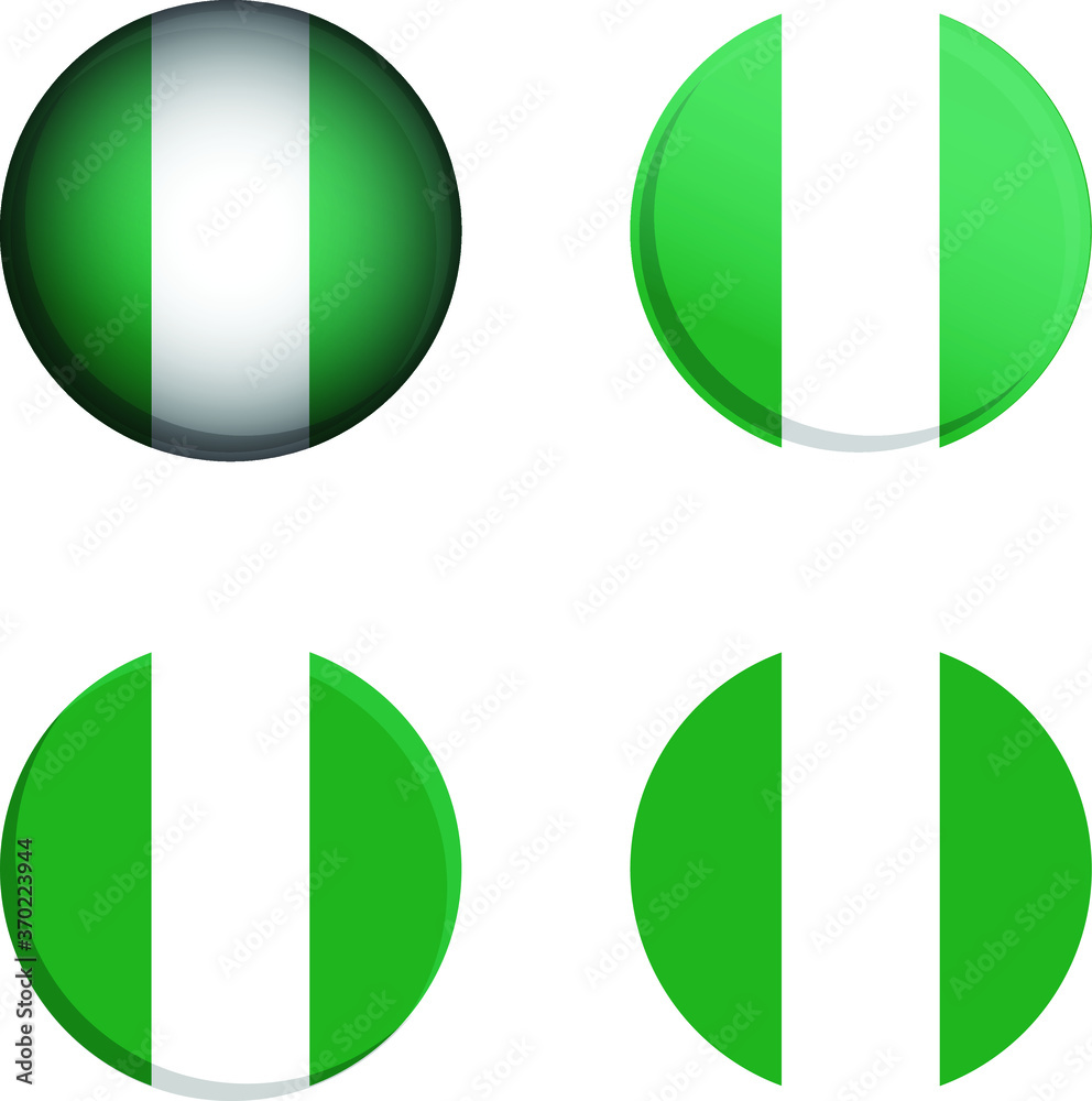 Round Country Flag in different styles disc badge vector illustration Nigeria Round Country Flag in different styles disc badge vector illustration Nigeria