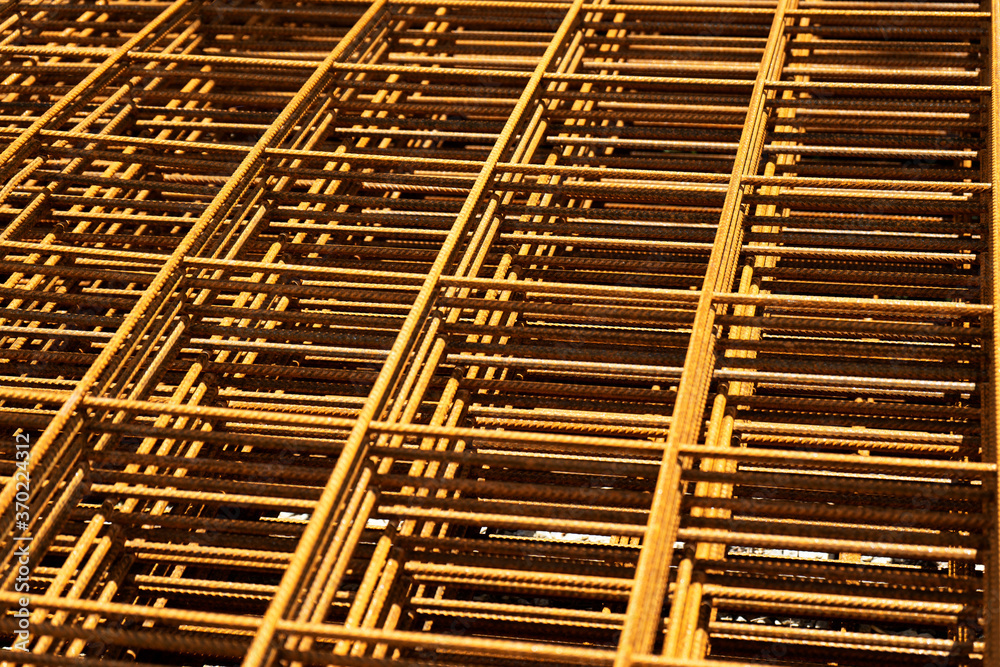 Close view on the steel reinforcing bars
