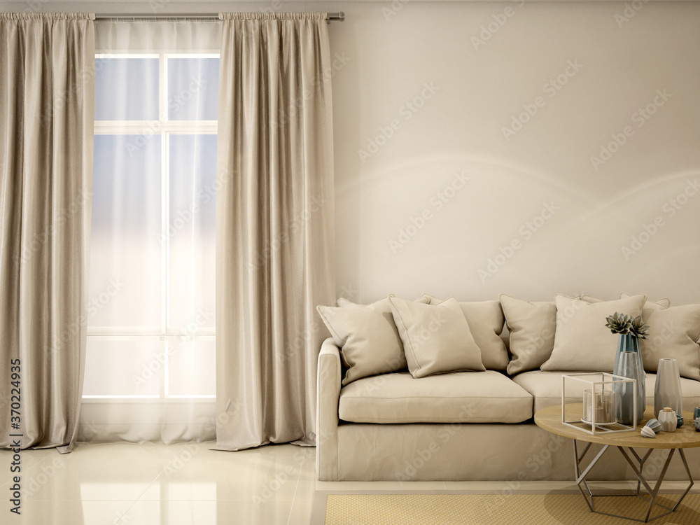 Fototapeta premium interior design for living area or reception background / 3d illustration,3d rendering