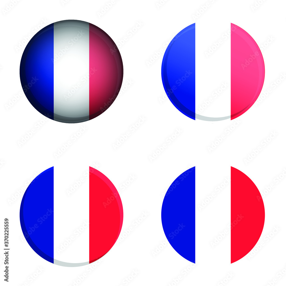Round Country Flag in different styles disc badge vector illustration France Round Country Flag in different styles disc badge vector illustration France