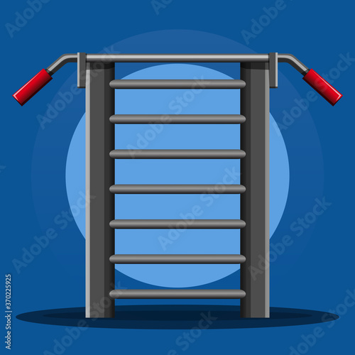 Gymnastics wall bars. Gymnastics ladder with horizontal bar. Sport equipment banner template. Vector illustration