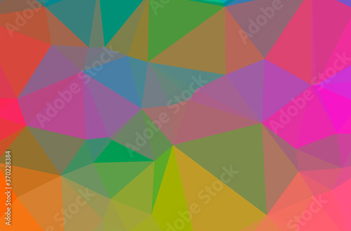 Illustration of abstract Green, Orange, Pink, Purple, Red, Yellow horizontal low poly background. Beautiful polygon design pattern.