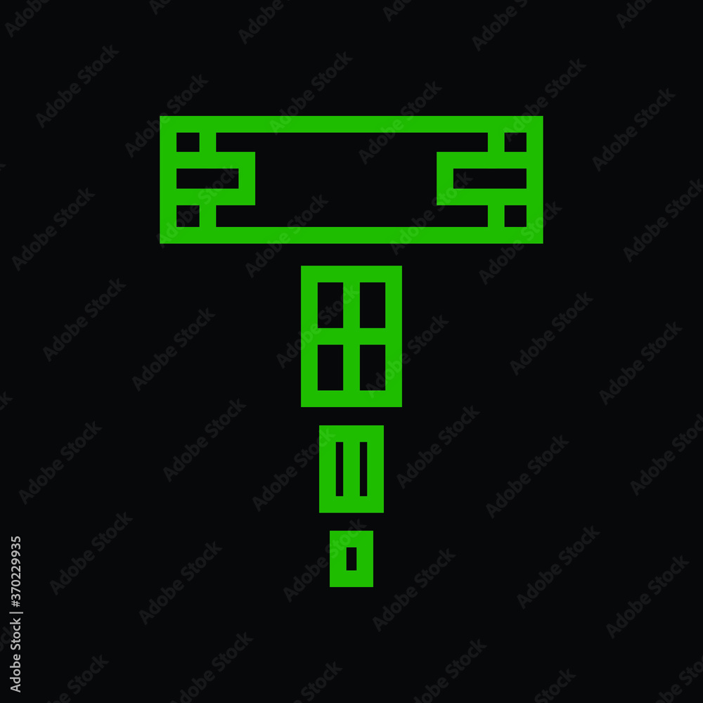 simple minimal initial biased based vector logo design of letter T with black background