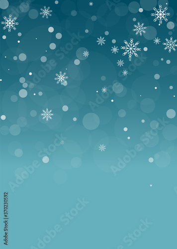Snowflakes. Snow  snowfall. Falling scattered white snowflakes on a gradient background. Vector 